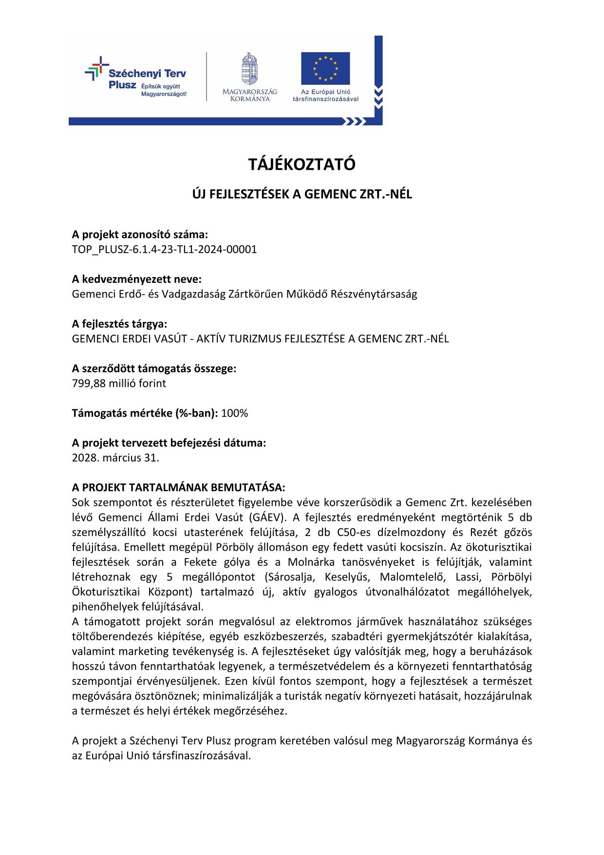 PROJEKTHEZ KAPCSOLÓDÓ TÁJÉKOZTATÓ WEBOLDALRA